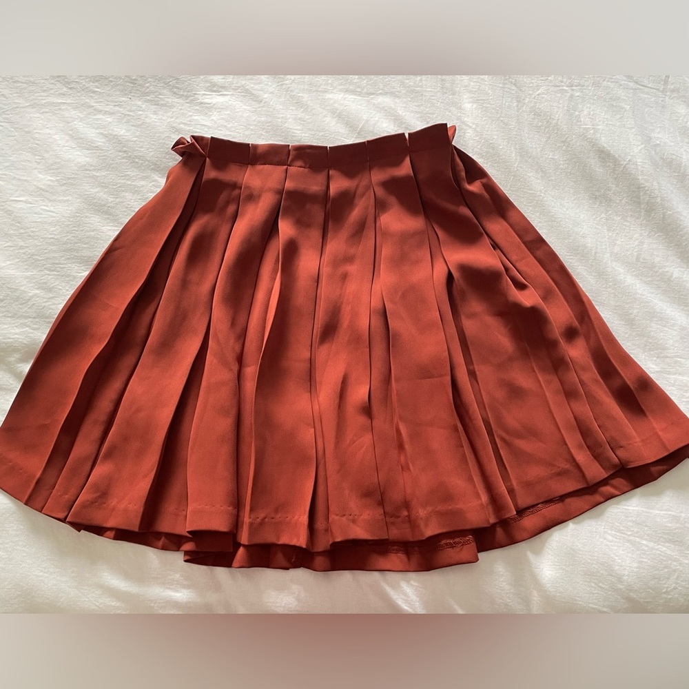 Burnt Orange Pleated Skirt